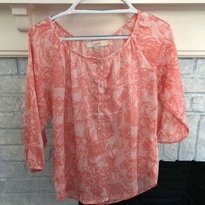 Size XS Loft coral/pink flower blouse